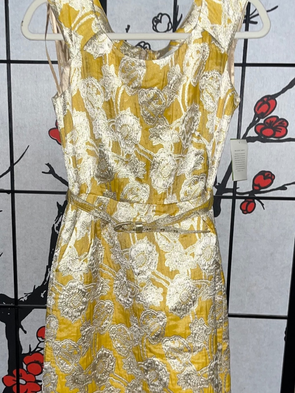 Vintage Kate Spade NY Yellow Floral Jacquard Brocade Josie Dress NWT Size 4
